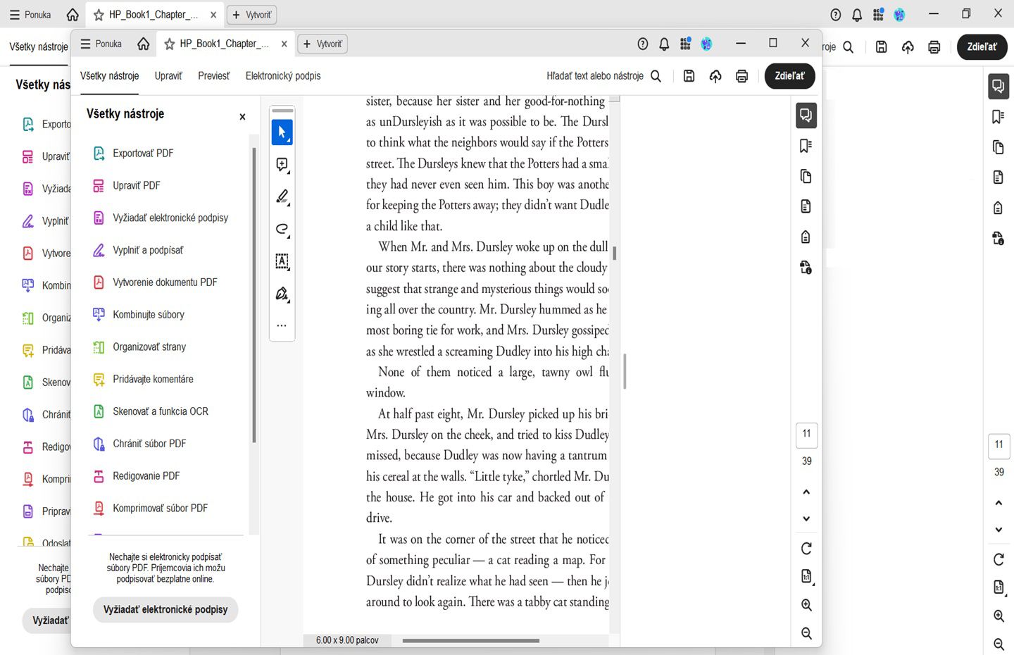 Dokument sa otvorí v novom okne v aplikácii Acrobat
