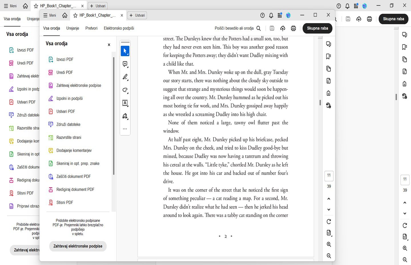Dokument se odpre v novem oknu v programu Acrobat