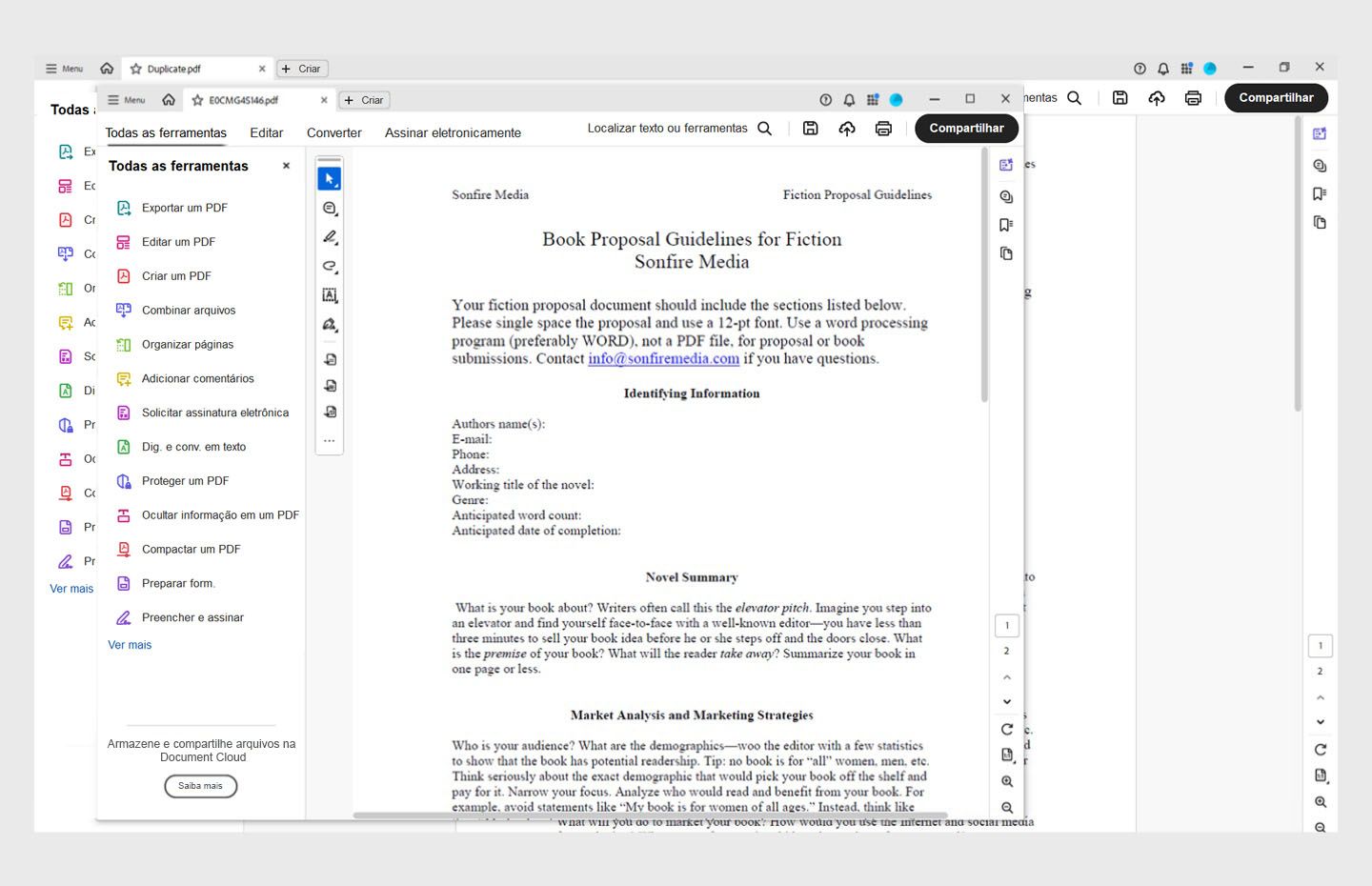 O documento abre em uma nova janela no Acrobat