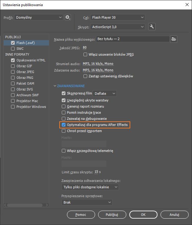 Ustawienia publikowania