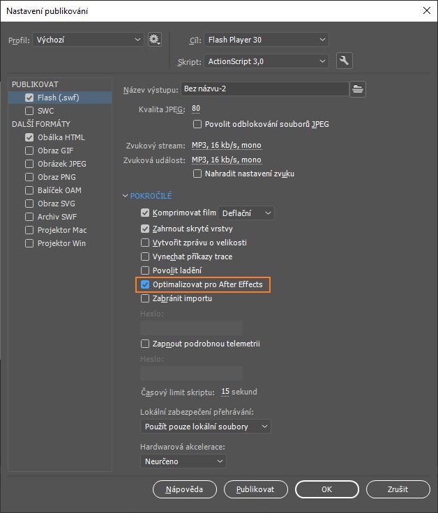Nastavení publikování