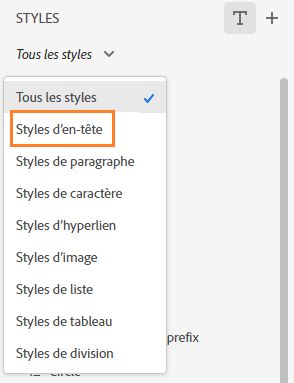 Options - Styles d’en-tête