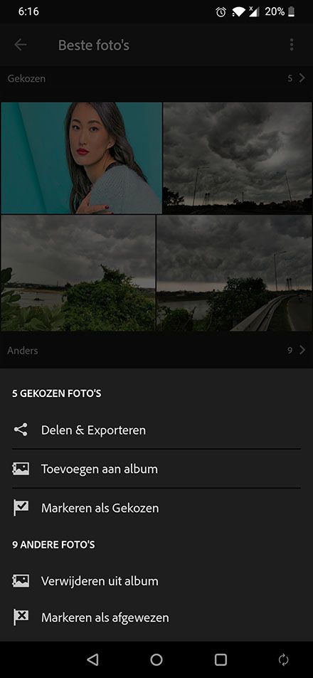 Menuopties voor Beste foto's