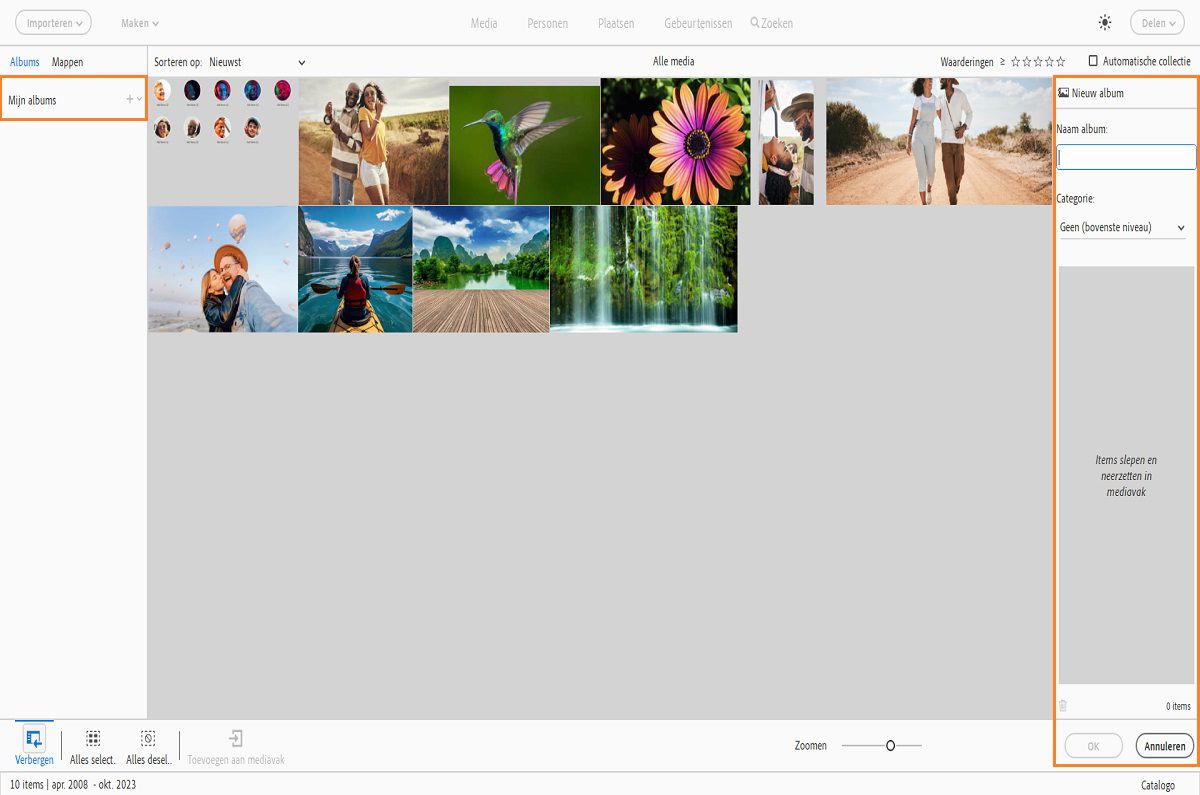 Maak een album in Elements Organizer.