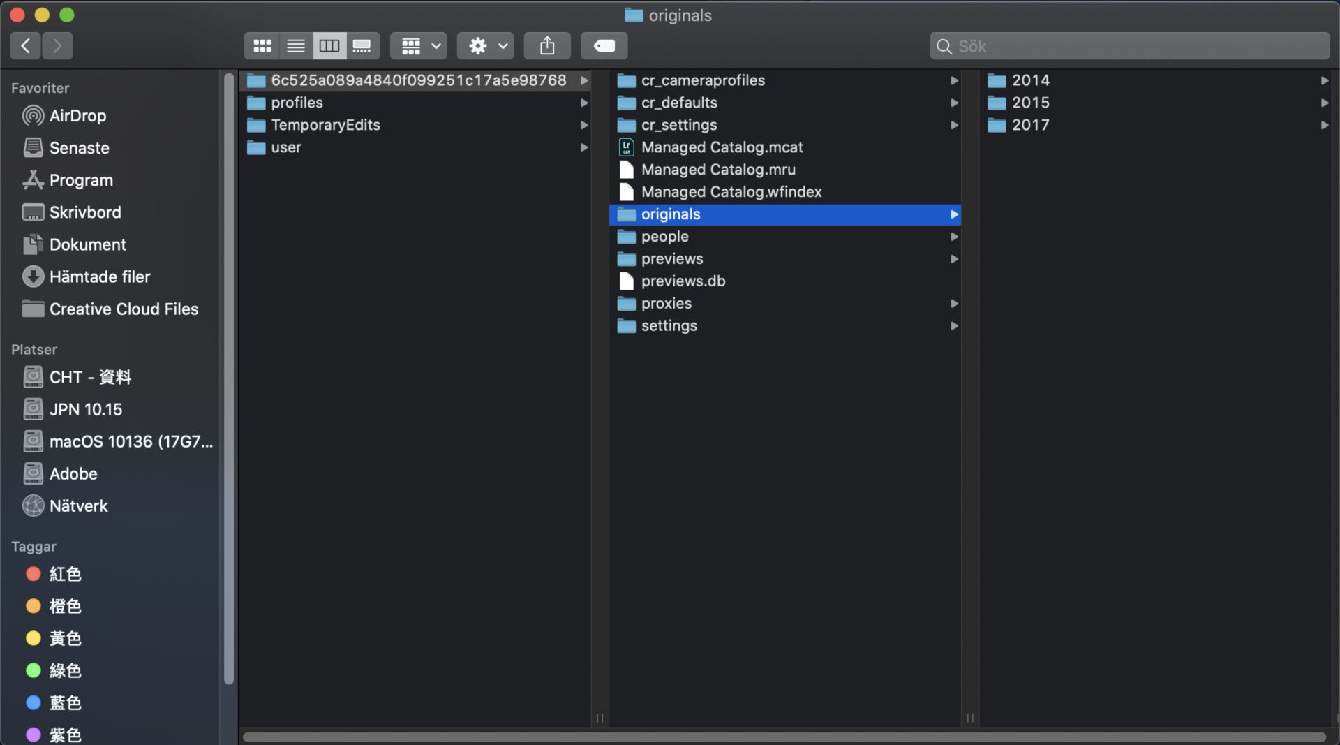 originalmappens plats på macOS