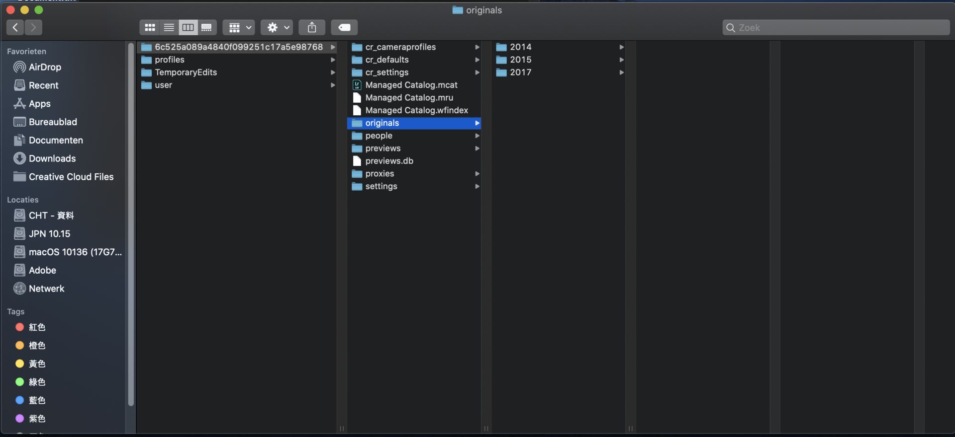 locatie van de map met originelen op MacOS