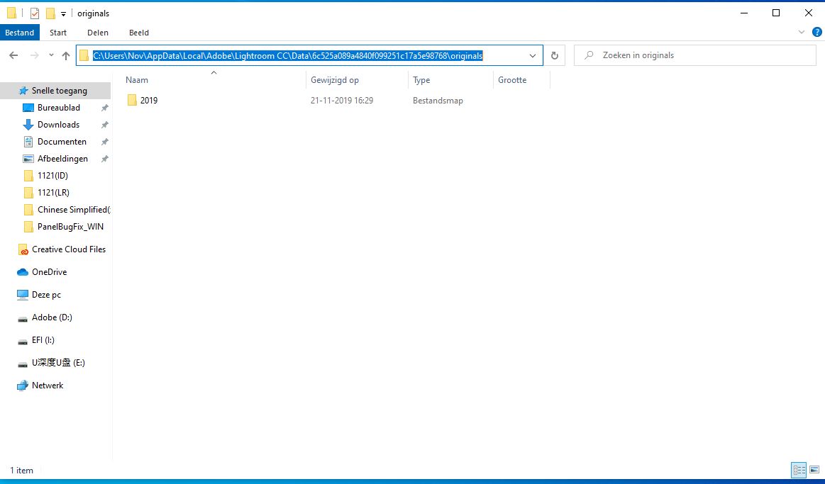 locatie van de map met originelen op Windows 