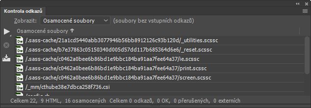 Zobrazení osamocených souborů – souborů bez příchozích odkazů