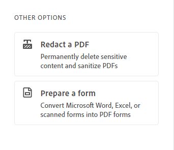 Druge možnosti – Redigiraj PDF, Pripravi obrazec