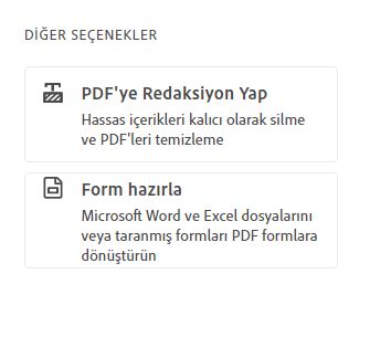 Diğer seçenekler - PDF'yi redakte et, Form hazırla