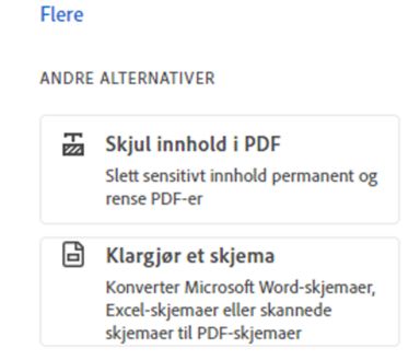 Andre alternativer – Skjul innhold i en PDF-fil, Klargjør et skjema