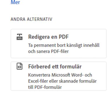Övriga alternativ - Redigera en PDF, Förbereda ett formulär