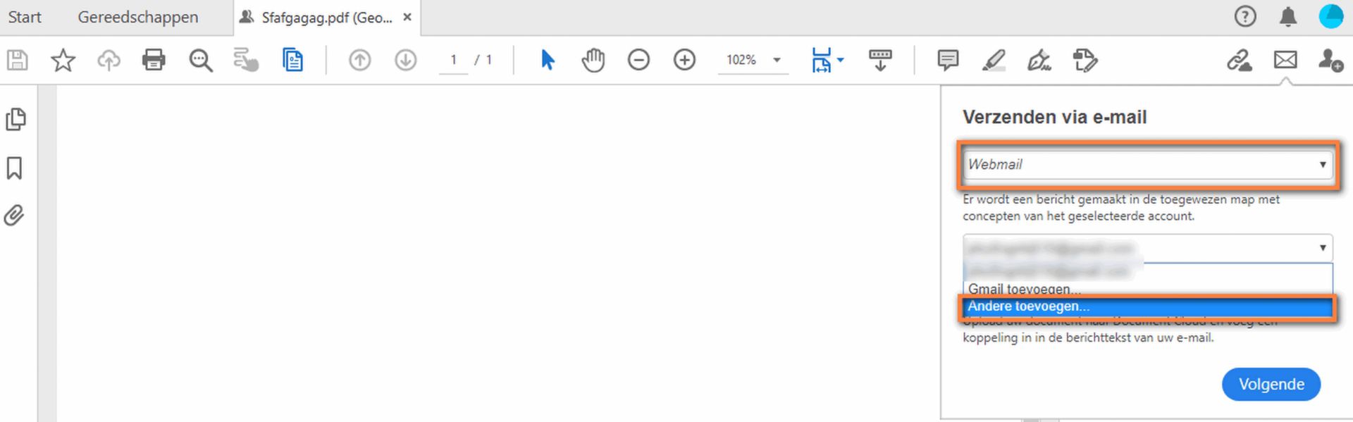 Andere webmail toevoegen