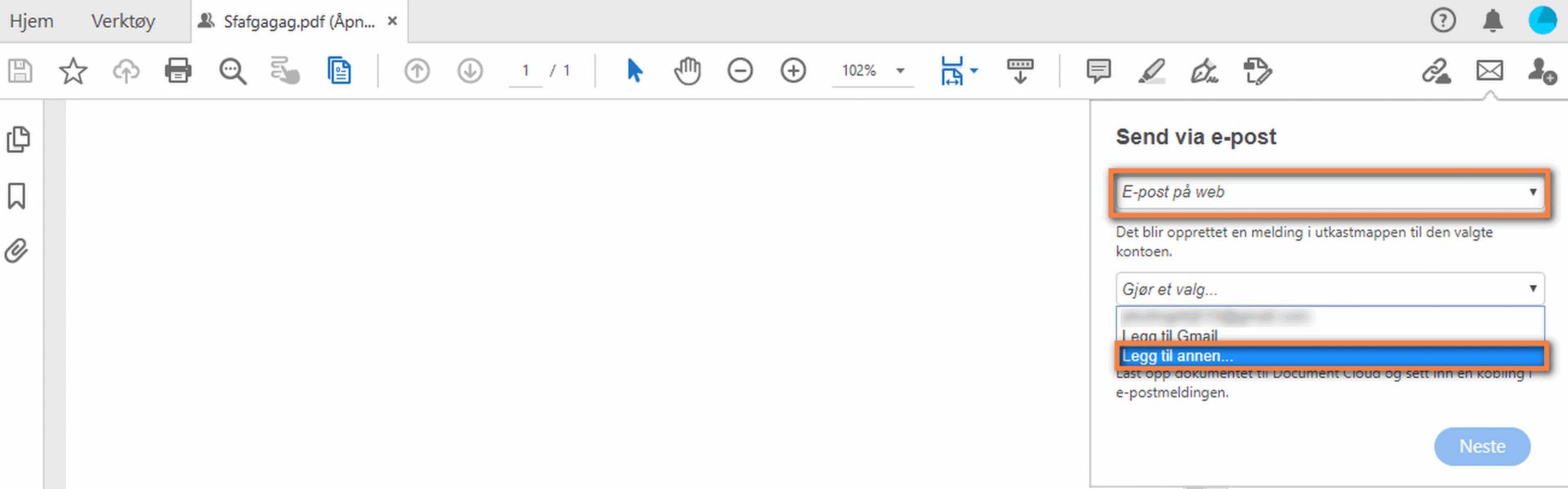 Legg til annen webmail