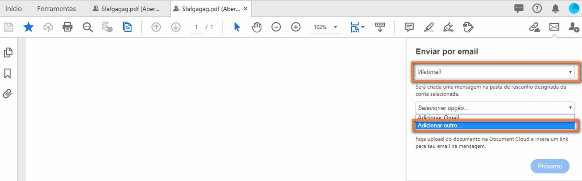 Adicionar outro webmail