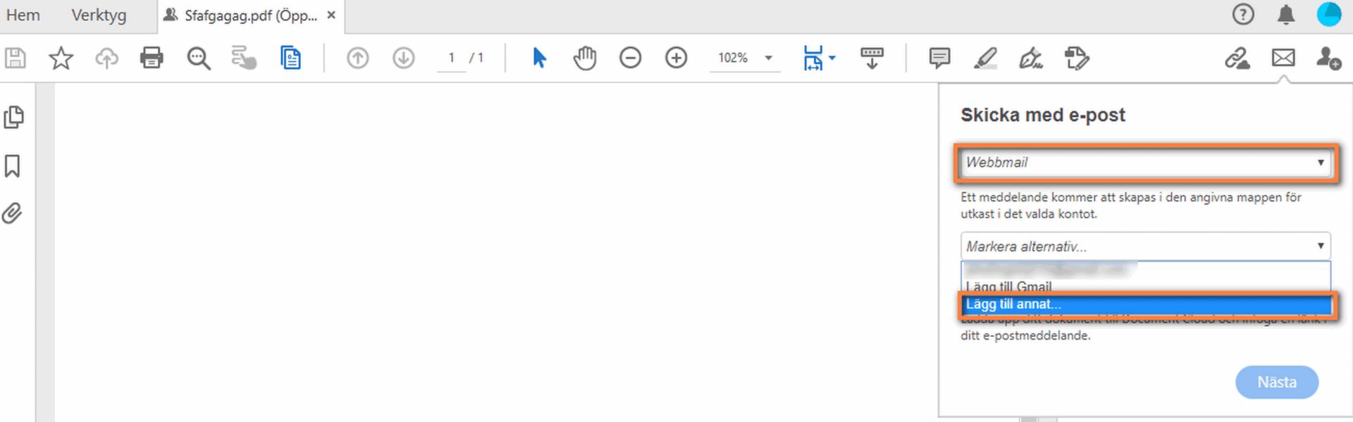 Lägga till en annan webbmail