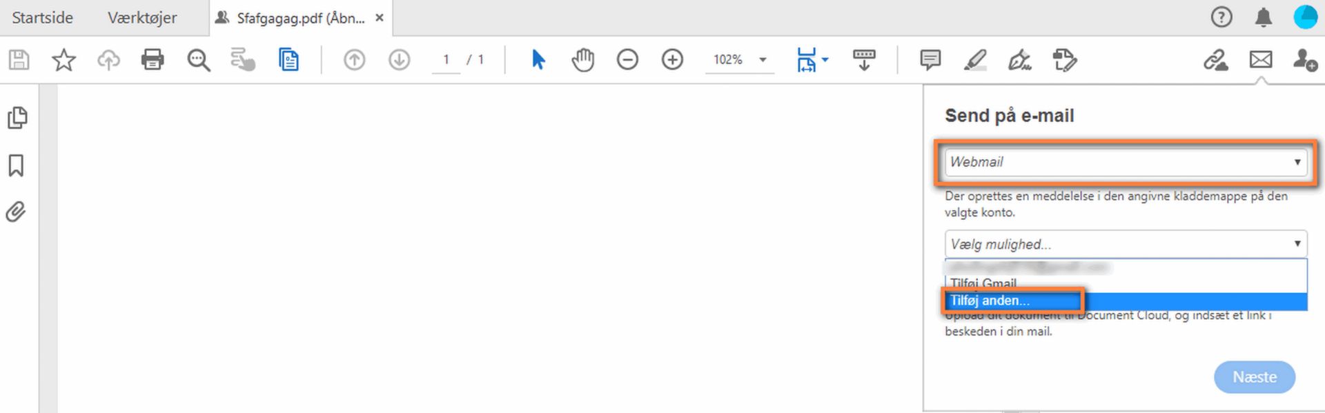 Tilføj anden webmail