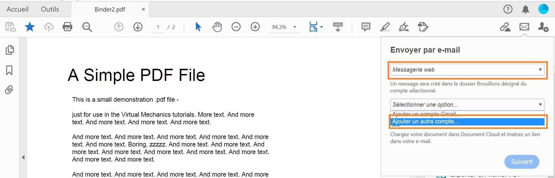 Ajout d’une autre messagerie web