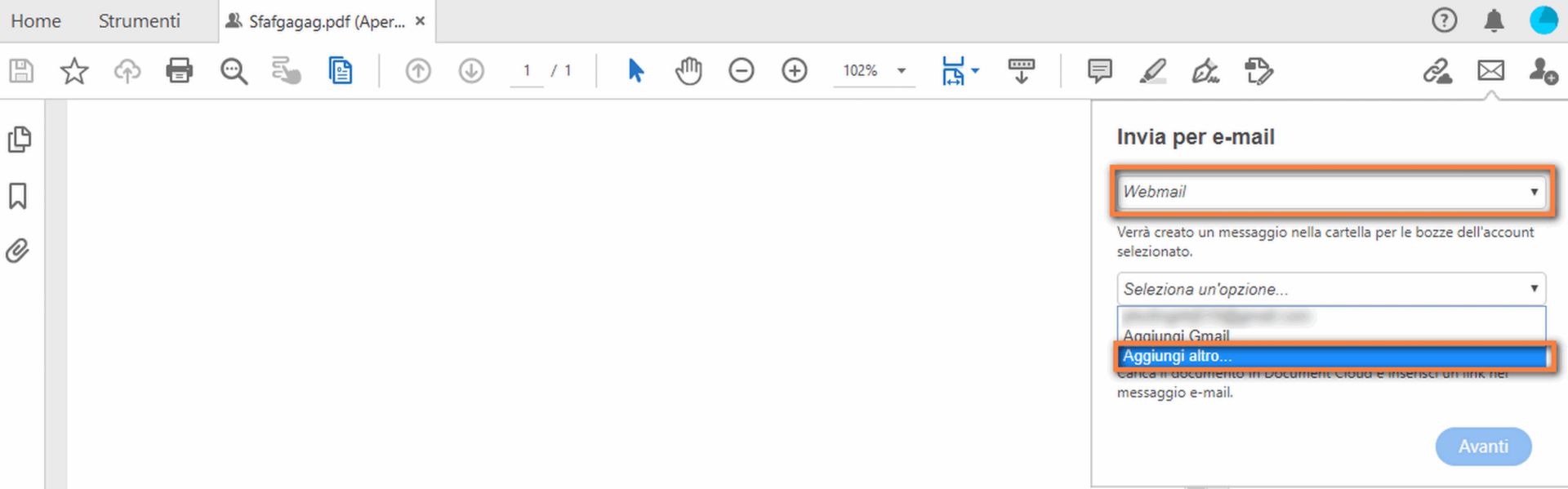 Aggiungere altri webmail