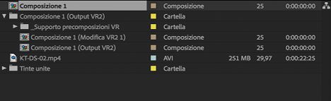 Composizione Modifica 1 e Output nel pannello Progetto