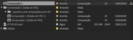 Composições Edição 1 e Saída no painel Projeto