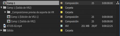 Composición Edit 1 y Output en el panel Proyecto