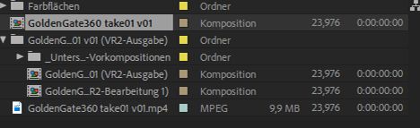 Edit 1- und Output-Komposition im Projektfenster