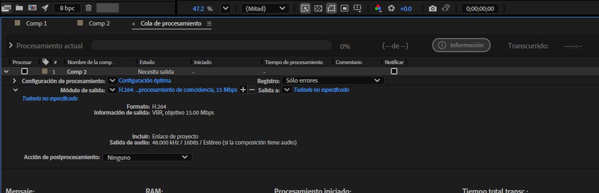 Se abre el cuadro de diálogo Configuración del módulo de salida, en el que aparecen los detalles de la salida.