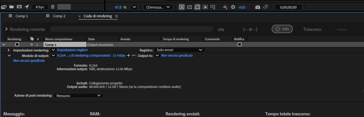 Viene visualizzata la finestra di dialogo Impostazioni modulo di output, in cui sono elencati i dettagli dell’output.