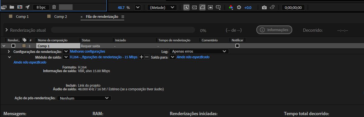 A caixa de diálogo Configurações do módulo de saída aberta, com os detalhes da saída listados.