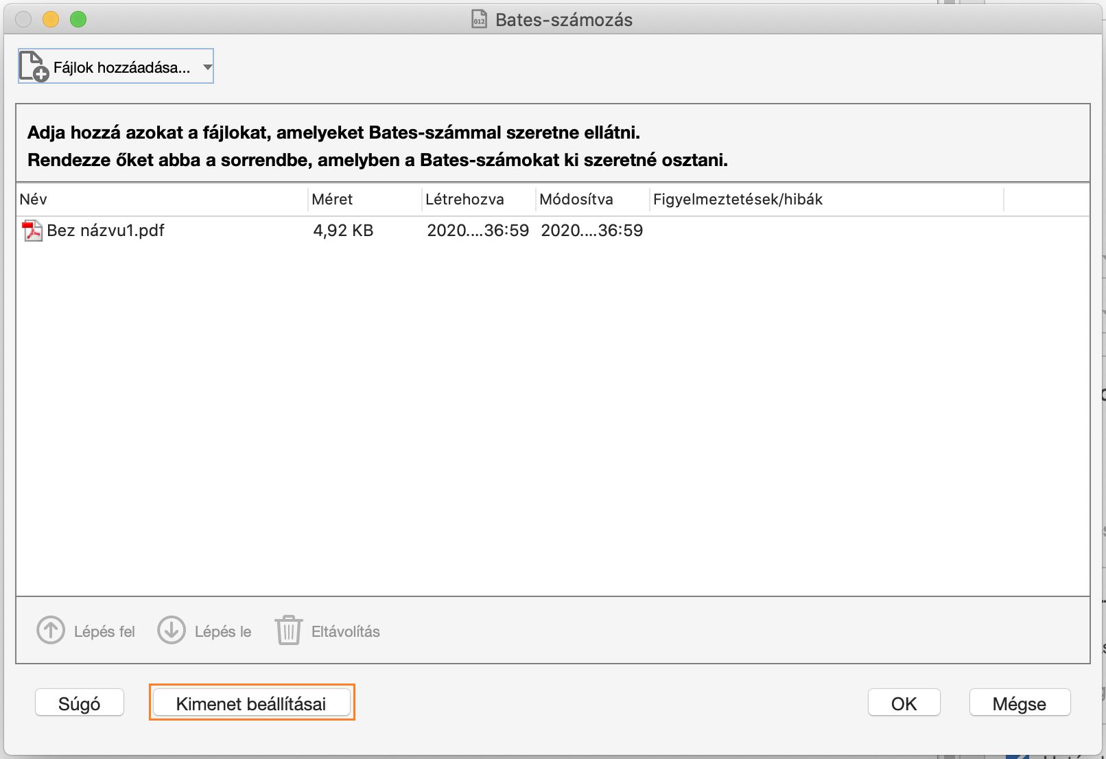 Kimenet beállításai