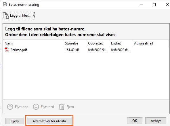 Alternativer for utdata