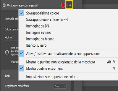 Seleziona una delle opzioni predefinite per la sovrapposizione maschera