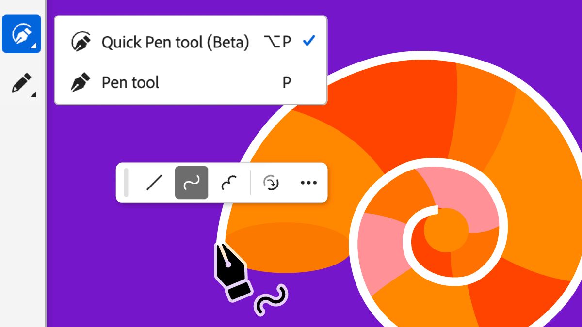 Quick Pen tool and Pen tool selected with Quick Pen toolbar displayed.