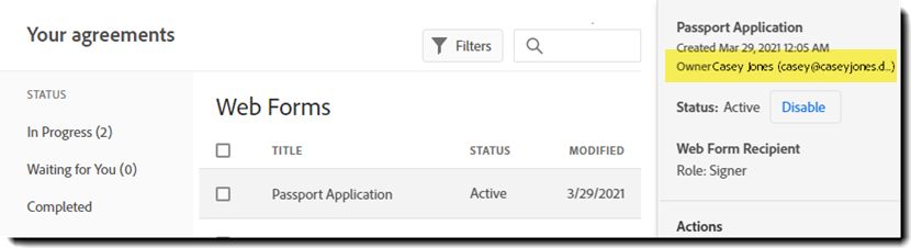 Proprietà identificata in un modello
