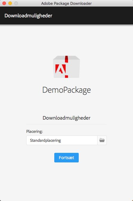 Indstillinger for download af pakke