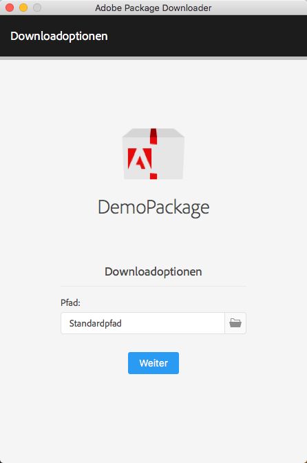 Optionen für Paket-Download