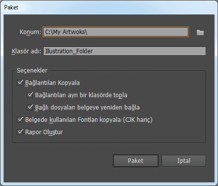 Paketle iletişim kutusu
