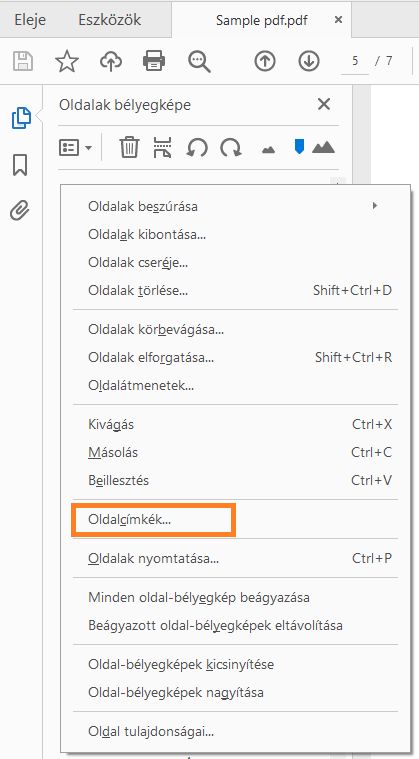 Válasszon oldalcímkéket