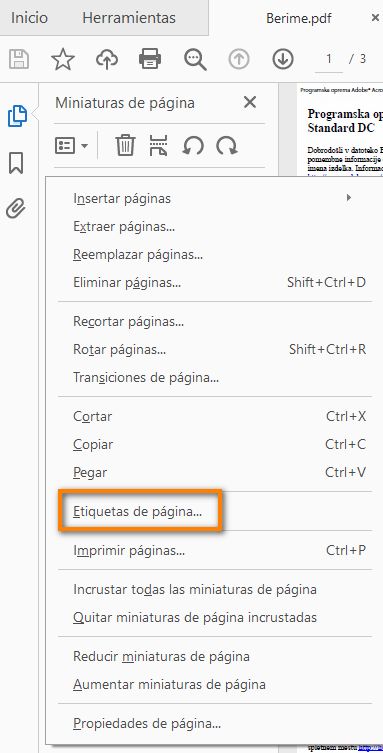 Elegir etiquetas de página