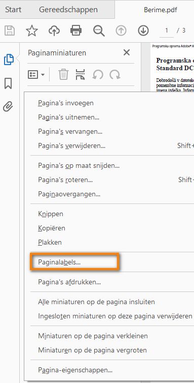 Paginalabels kiezen