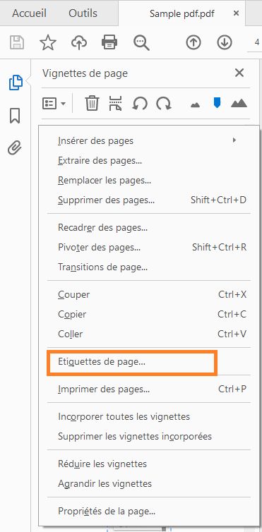 Sélectionnez Intitulés de page.
