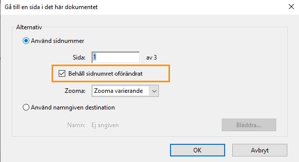 Möjlighet att behålla målsidans nummer när du justerar zoomnivån för bokmärken