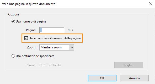 Opzione per mantenere invariato il numero della pagina di destinazione quando si regola il livello di zoom di più segnalibri