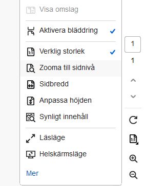 Sidvisningsmenyn i Acrobat för datorer