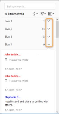 Kommenttien sivupohjainen järjestely