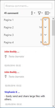 Commenti organizzati per pagina