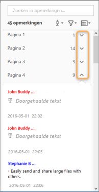 Op pagina's gebaseerde indeling van opmerkingen