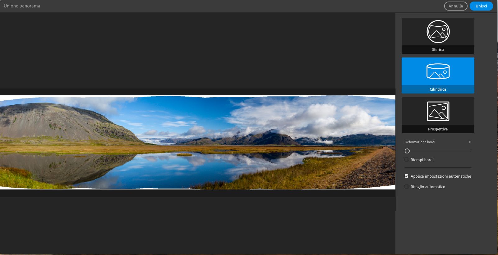 Layout di proiezione cilindrica