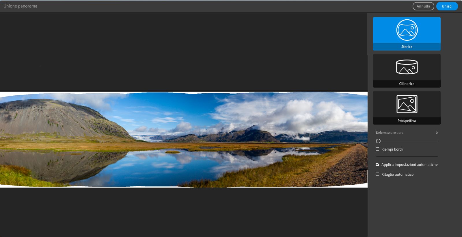 Layout di proiezione sferica